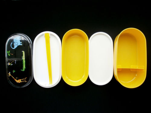 2-Tier-Bento-Box-With-Chopsticks-And-Band-Cute-Wild-Animals-In-French-Yellow